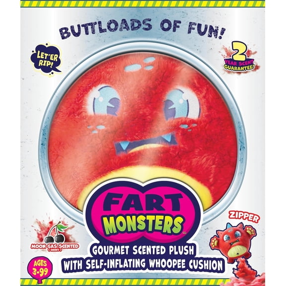 Zipper 16" Scented Plush Toy with Self-Inflating Whoopee Cushion – Cherry Scent Funny Fart Plush, Novelty Gag Gift, Collectible Toy for Kids & Adults