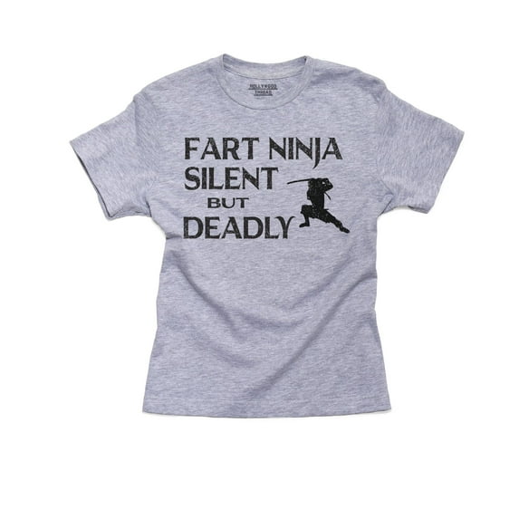 Fart Ninja Silent But Deadly - Cool Martial Art Graphic Girl's Cotton Youth Grey T-Shirt