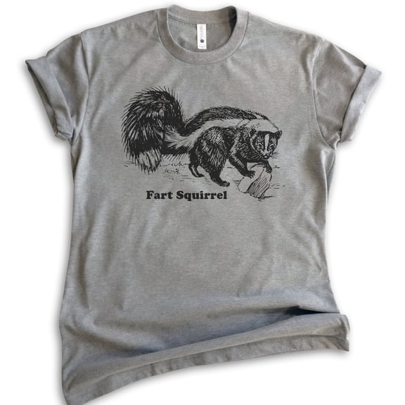 Fart Squirrel Shirt, Unisex Women's Men's Shirt, Funny Animal Shirt, Animal Name Shirt, Skunk Shirt, Dark Heather Gray, X-Large