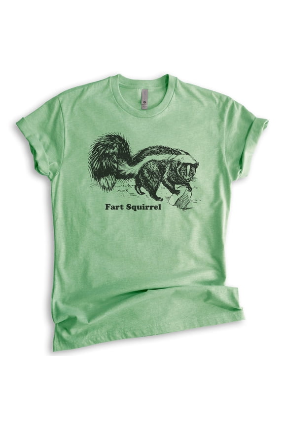 Fart Squirrel Shirt, Unisex Women's Men's Shirt, Funny Animal Shirt, Animal Name Shirt, Skunk Shirt, Heather Apple Green, Small