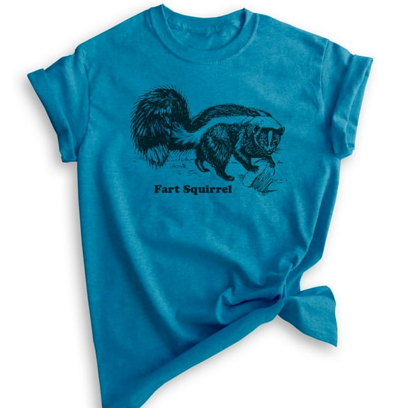 Fart Squirrel Shirt, Unisex Women's Men's Shirt, Funny Animal Shirt, Animal Name Shirt, Skunk Shirt, Heather Blue, 3X-Large