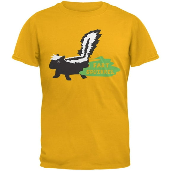 Fart Squirrel Skunk Gold Adult T-Shirt - Medium