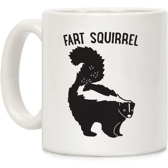 Fart Squirrel Skunk White 11 Ounce Ceramic Coffee Mug