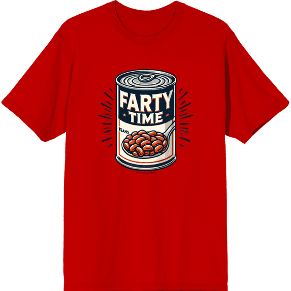 Fart Time Beans Adult Red Crew Neck Short Sleeve Tee-Medium