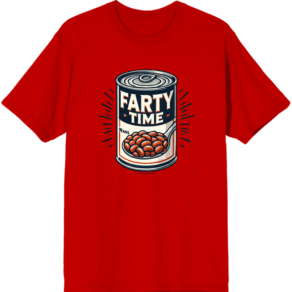 Fart Time Beans Adult Red Crew Neck Short Sleeve Tee-Medium