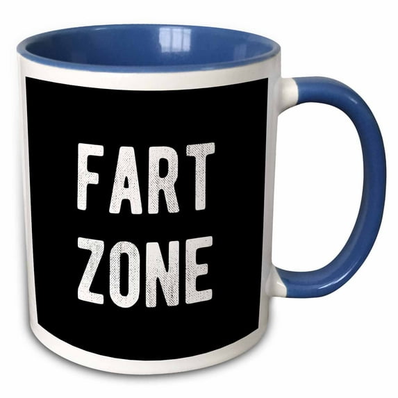 3drose, Fart Zone. Bold White Lettering on a Black Background., 11oz Two-tone Blue Mug