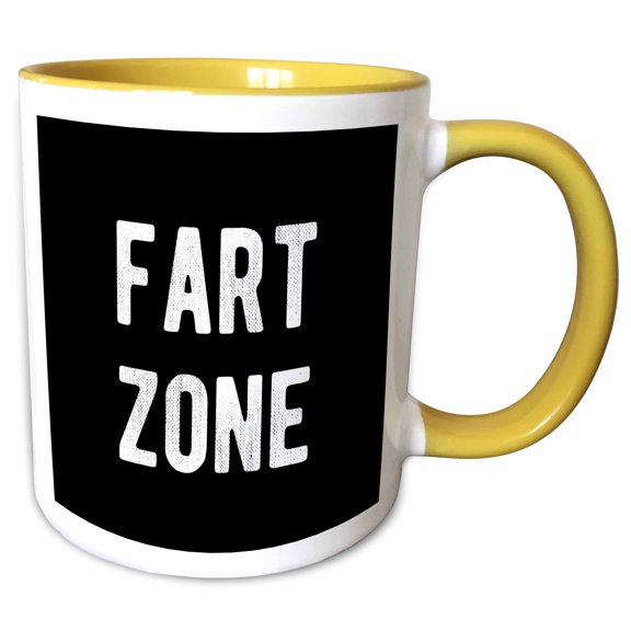 3drose, Fart Zone. Bold White Lettering on a Black Background., 11oz Two-tone Yellow Mug