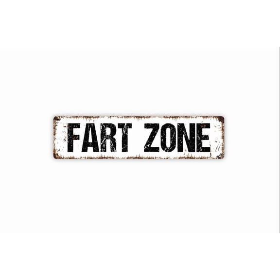 Fart Zone Sign - Funny Boys Bathroom Rustic Metal Street Sign or Door Name Plate Plaque - Size: 16 x 4 Inches