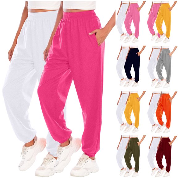 Fartey 2 Packs Womens High Waisted Sweatpants Baggy Comfy Lounge Pants Yoga Joggers Fall Fashion Solid Color Sweat Pants with Pockets Army Green S