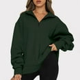 thumbnail image 1 of Fartey 2024 Trendy Half Zip Oversized Sweatshirts for Women Simple Long Sleeve Solid Color Pullover Casual Fall Drop Shoulder Tops, 1 of 7