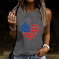 thumbnail image 1 of Fartey 2025 American Flag Tank Tops Women Funny Heart Stars Stripes Print Tshirt Casual Summer Sleeveless Patriotic Shirts 4th of July Crew Neck Tees Gray XL, 1 of 4