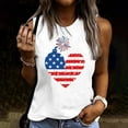 thumbnail image 1 of Fartey 2025 American Flag Tank Tops Women Funny Heart Stars Stripes Print Tshirt Casual Summer Sleeveless Patriotic Shirts 4th of July Crew Neck Tees White S, 1 of 4