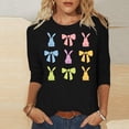 thumbnail image 1 of Fartey 2025 Easter Shirts for Women Cute Bunny Print 3/4 Sleeve Tops Slim Fit Crew Neck Tunic Blouse Plus Size Summer Casual Tees Loose Comfy Holiday T Shirts Black S-5XL, 1 of 6