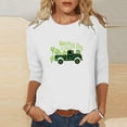 thumbnail image 1 of Fartey 3/4 Length Sleeve Shirts for Women Fashion Funny St Patrick's Day Crew Neck T Shirts Slim Fit Tunic Tops Dressy Casual Holiday Cute Shamrock Graphic Tees White M, 1 of 4