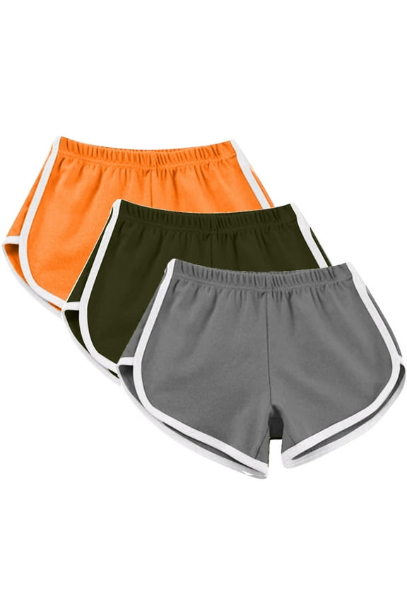 3 Pack Womens Yoga Shorts Summer Elastic Waist Athletic Breathable Sports Shorts Casual Comfy House Short Pants on Clearance