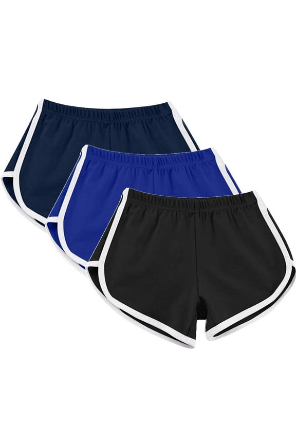 3 Pack Womens Yoga Shorts Summer Elastic Waist Athletic Breathable Sports Shorts Casual Comfy House Short Pants on Clearance