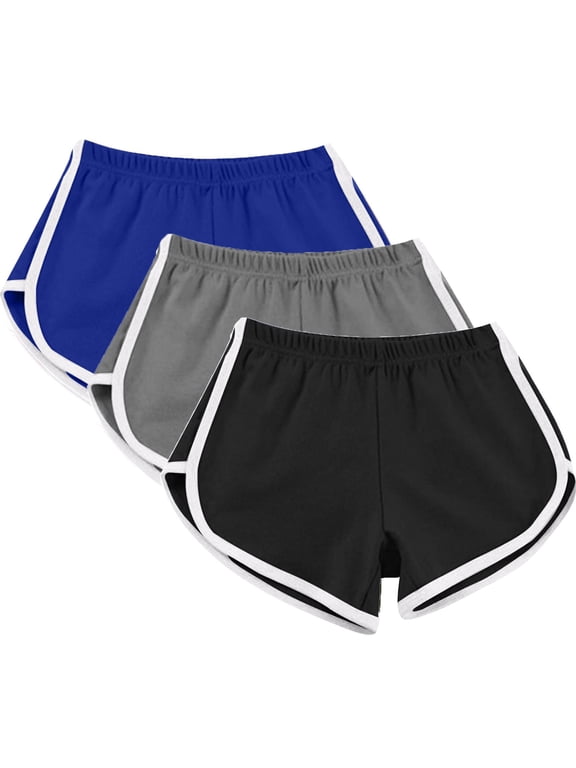 3 Pack Womens Yoga Shorts Summer Elastic Waist Athletic Breathable Sports Shorts Casual Comfy House Short Pants on Clearance