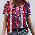thumbnail image 1 of Fartey 4th of July Patriotic T Shirt for Women Red White Blue Graphic Tees Loose Comfy Short Sleeve V Neck Patriotic Shirts Fashion Independence Day Tops Blue L, 1 of 4