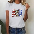thumbnail image 1 of Fartey 4th of July Shirt for Women Trendy Cute USA Flag Graphic Tees Short Sleeve Patriotic Tops Independence Day Crew Neck T-Shirts Soft Comfy Festival Blouses White S, 1 of 7