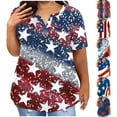 thumbnail image 1 of Fartey 4th of July Shirts for Women Plus Size Patriotic Red White and Blue Graphic Tshirts Loose Casual Summer Short Sleeve Crewneck Blouses 2025 Multicolor XXXXXL, 1 of 6