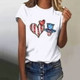 thumbnail image 1 of Fartey American Flag Heart Shirt for Women 4th of July Short Sleeve Patriotic Tops Soft Comfy Summer Crew Neck Print Tees Dressy Casual Memorial Day T-Shirts White L, 1 of 4