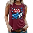 thumbnail image 1 of Fartey American Flag Patriotic Tank Tops for Women 4th of July Sleeveless Shirts Cute USA Flag Graphic Tanks Slim Fit Festival Undershirts Wine S, 1 of 4