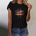 thumbnail image 1 of Fartey American Flag T-Shirts for Women Patriotic Short Sleeve Tops USA Flag Graphic Tees 4th of July Crew Neck Tshirt Soft Comfy Holiday Blouses Black XXL, 1 of 4