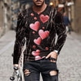 thumbnail image 1 of Fartey Big and Tall Valentine's Day T Shirts for Men 2025 Slim Fit Valentines Long Sleeve Crew Neck Tees Fashion Funny Love Heart Printed Tops Black S-4XL, 1 of 5