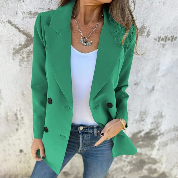 Fartey Blazers for Women Dressy Casual Long Sleeve Button Down Lapel Collar Jackets Work Office Blazer Fashion Solid Color Outerwear