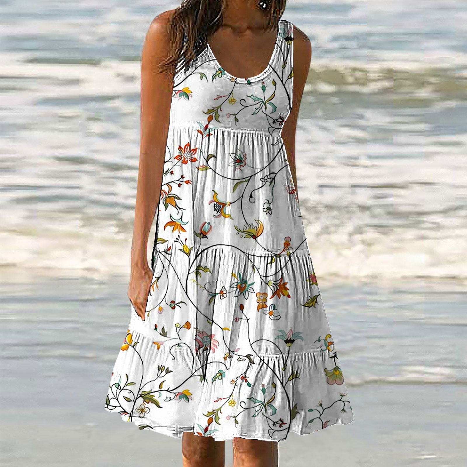 Fartey Boho Dresses for Women 2025 Plus Size Summer Crewneck Beach Dress Loose Comfy Sleeveless Sundress Cute Floral Print Tiered Sun Dresses Swing Fartey Boho Dresses for Women 2025 Plus Size Summer Crewneck Beach Dress Loose Comfy Sleeveless Sundress Cute Floral Print Tiered Sun Dresses Swing