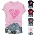 thumbnail image 1 of Fartey Breast Cancer Shirts for Women Cute Heart Pink Ribbons Print T-Shirt Loose Fit Short Sleeve Shirt Breast Cancer Awareness Crew Neck Tees Gray 2XL, 1 of 5