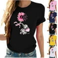 thumbnail image 1 of Fartey Breast Cancer Shirts for Women Soft Comfy Crew Neck Tshirts Pink Ribbon Breast Cancer Awareness Tees Inspirational Short Sleeve Tops Yellow S, 1 of 3