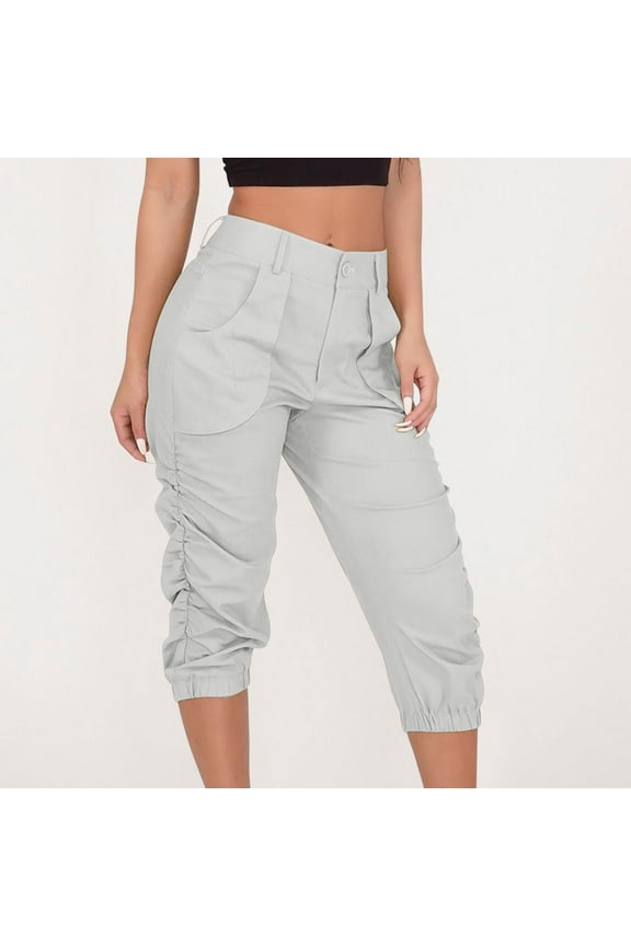Capri Pants for Women 2024 Casual Loose Cargo Joggers Womens Lightweight Capris Hiking Pants with Pockets
