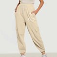 thumbnail image 1 of Fartey Cargo Sweatpants for Women High Waist Cinch Bottom Sweatpants Baggy Comfy Fall Fleece Joggers Cute Love Print Drawstring Sweatpants with Pockets Beige L, 1 of 7