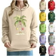 thumbnail image 1 of Fartey Christmas Hoodies for Women Trendy Xmas Graphic Pullover Tops Loose Casual Long Sleeve Drawstring Hooded Sweatshirts Fall Winter Fleece Pullover Tops with Pockets Gray S, 1 of 5