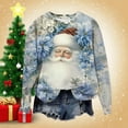thumbnail image 1 of Fartey Christmas Sweatshirts for Women Plus Size Crewneck Sweatshirt Loose Casual Long Sleeve Pullover Tops Fashion Xmas Graphic Sweatshirts Blue 3XL, 1 of 5