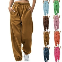 Fartey Cinch Bottom Sweatpants for Women Casual High Waisted Pockets Joggers with Drawstring Sport Workout Active Baggy Lounge Trousers Coffee M
