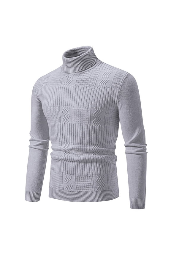 Clearance Mens Turtleneck Sweaters Dressy Casual Wave Knitted Pullover Sweater Fall Winter Long Sleeve Warm Sweater Slim Fit Solid Color Sweaters