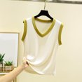 thumbnail image 1 of Fartey Colorblock Tank Tops for Women Elegant Ribbed V Neck Undershirts Loose Casual Summer Sleeveless Shirt Fashion Beach Vacation Tanks Yellow M, 1 of 3
