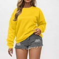 thumbnail image 1 of Fartey Crewneck Pullover Tops for Women Casual Comfy Long Sleeve Sweatshirts Loose Fit Solid Color Basic Hoodless Sweatshirt Yellow XL, 1 of 5
