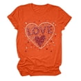 thumbnail image 1 of Fartey Cute Love Heart Print T Shirts for Women Dressy Casual Summer Short Sleeve Crew Neck Tops Funny Graphic Tees Fashion Valentine's Day Blouses 2025 Orange S, 1 of 2