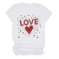 thumbnail image 1 of Fartey Cute Love Heart Print T Shirts for Women Dressy Casual Summer Short Sleeve Crew Neck Tops Funny Graphic Tees Fashion Valentine's Day Blouses 2025 White 2XL, 1 of 2
