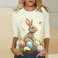thumbnail image 1 of Fartey Easter Shirts for Women 2025 Plus Size 3/4 Sleeve Tunic Tops Soft Comfy Summer Crew Neck T Shirts Fashion Cute Eggs Bunny Graphic Tees Multicolor S-5XL, 1 of 5