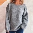thumbnail image 1 of Fartey Fall Knit Sweaters for Women Solid Color Long Sleeve Sweaters Crew Neck Fuzzy Loose Fit Chunky Knit Oversized Pullover Sweater Gray L, 1 of 6