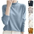 thumbnail image 1 of Fartey Fall Sweaters for Women Trendy Ruffle Mock Neck Long Sleeve Sweaters Slim Fit Ribbed Knit Sweater Soft Comfy Winter Knitted Pullover Tops Black M, 1 of 7