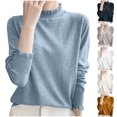 thumbnail image 1 of Fartey Fall Sweaters for Women Trendy Ruffle Mock Neck Long Sleeve Sweaters Slim Fit Ribbed Knit Sweater Soft Comfy Winter Knitted Pullover Tops Yellow M, 1 of 7