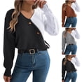thumbnail image 1 of Fartey Fashion Color Block Sweater for Women Fall Winter V Neck Chunky Knit Pullover Sweaters Loose Fit Long Sleeve Drop Shoulder Sweaters Gray S, 1 of 9