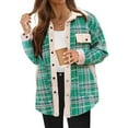 thumbnail image 1 of Fartey Flannel Fleece Jackets for Women Dressy Casual Plaid Print Coat Fall Winter Long Sleeve Button Down Collared Coats with Pockets, 1 of 7
