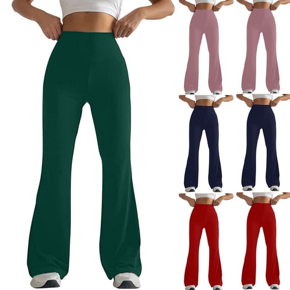 Fartey Flare Leggings for Women Butt Lifting High Waisted Wide Leg Pants Stretchy Active Workout Yoga Pants Bootcut Yoga Pants Wine S