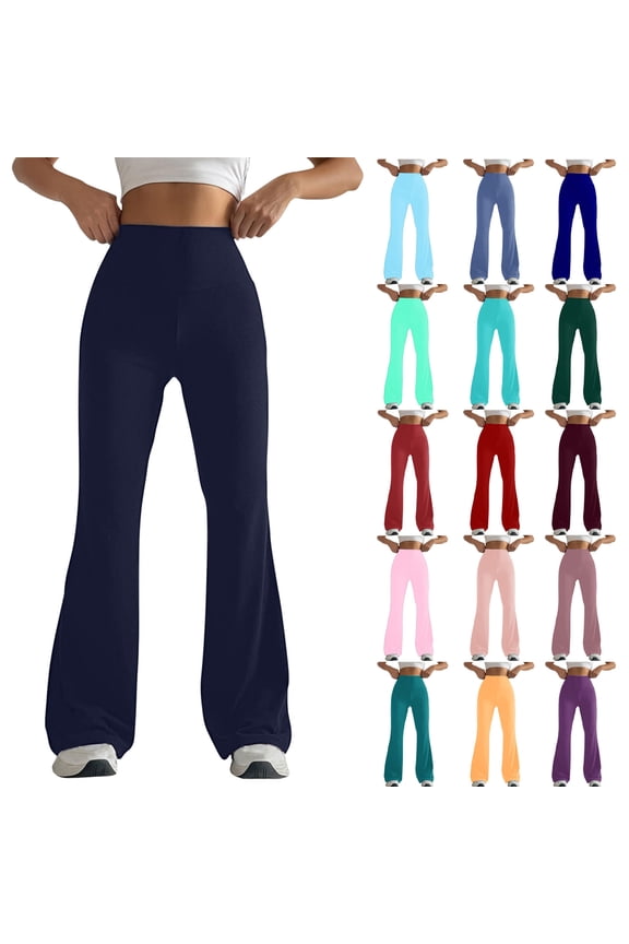 Flare Leggings for Women Tummy Control Flared Pants Stretch High Waist Legging Active Workout Yoga Pants Blue XL